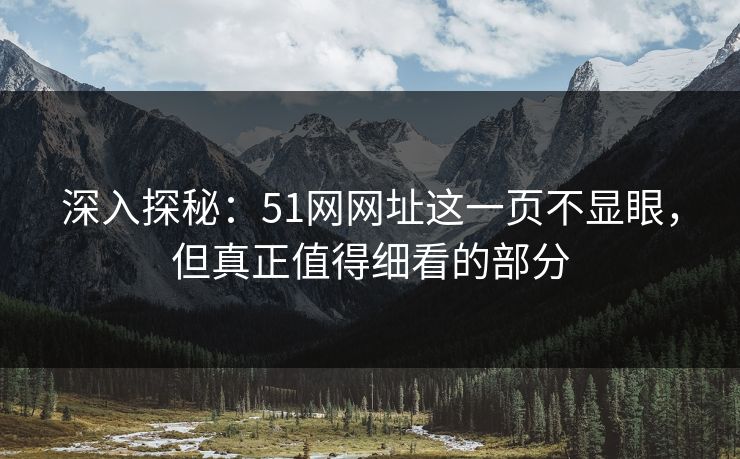 深入探秘：51网网址这一页不显眼，但真正值得细看的部分